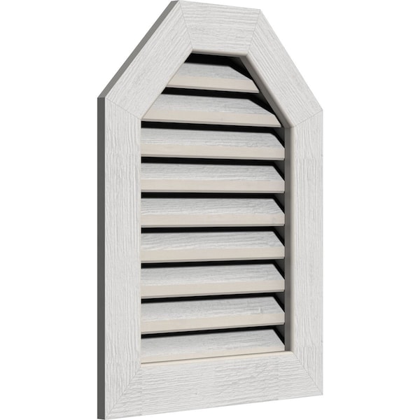 Ekena Millwork Octagonal Top Gable Vent Western Red Cedar Gable Vent w/1" x 4" Flat Trim Frame, 30"W x 16"H - GVWOT30X1601RFPWR