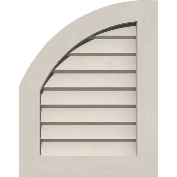 Ekena Millwork Quarter Round Top Left, Western Red Cedar Gable Vent w/Decorative Face Frame, 08"W x 26"H - GVWQL08X2602SDPWR