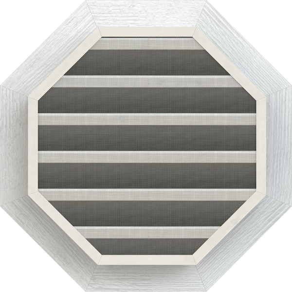 Ekena Millwork Octagonal Gable Vent, Functional, Western Red Cedar Gable Vent w/Brick Mould Face Frame, 14"W x 14"H - GVWOC14X1400RFPWR