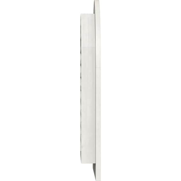 Ekena Millwork Round Top Gable Vent Primed, Functional, Pine Gable Vent w/ 1" x 4" Flat Trim Frame, 22"W x 22"H - GVWRT22X2201SFPPI