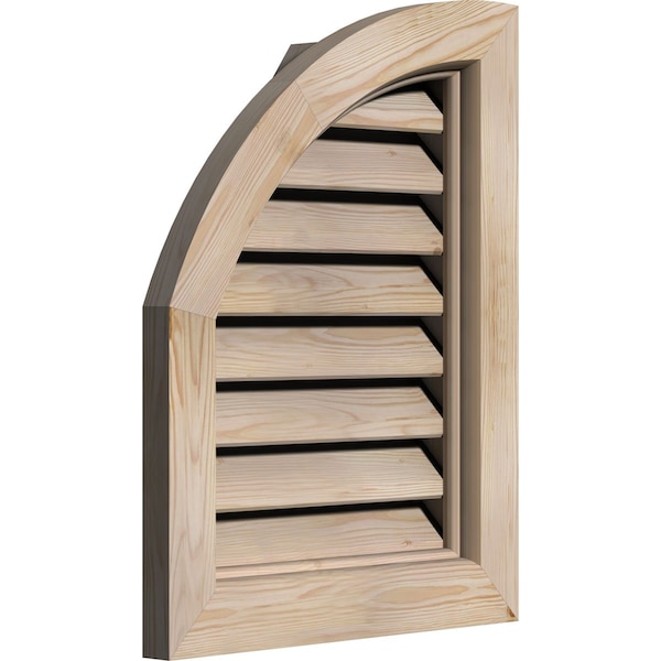 Ekena Millwork Quarter Round Top Left Primed, Functional, Pine Gable Vent w/ Brick Mould Face Frame, 15"W x 28"H - GVWQL15X2800SFPPI