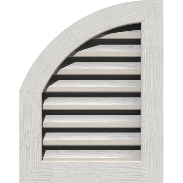 Ekena Millwork Quarter Round Top Left, Western Red Cedar Gable Vent w/1" x 4" Flat Trim Frame, 12"W x 34"H - GVWQL12X3401RFPWR