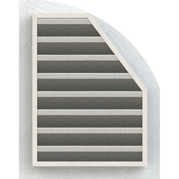 Ekena Millwork Quarter Round Top Left, Western Red Cedar Gable Vent w/1" x 4" Flat Trim Frame, 12"W x 34"H - GVWQL12X3401RFPWR