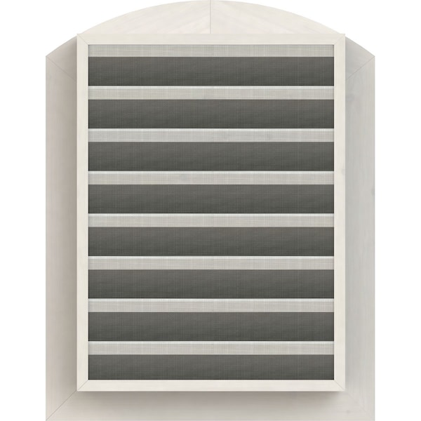 Ekena Millwork Arch Top Gable Vent Primed, Functional, Pine Gable Vent w/ 1" x 4" Flat Trim Frame, 24"W x 36"H - GVWAR24X3601SFPPI