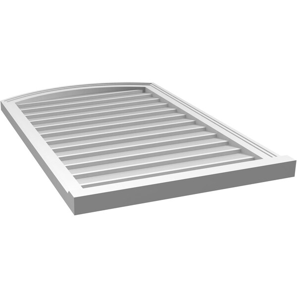 Ekena Millwork Arch Top Surface Mount PVC Gable Vent: Functional, w/ 2"W x 2"P Brickmould Sill Frame, 26"W x 40"H - GVPAR26X4003SF