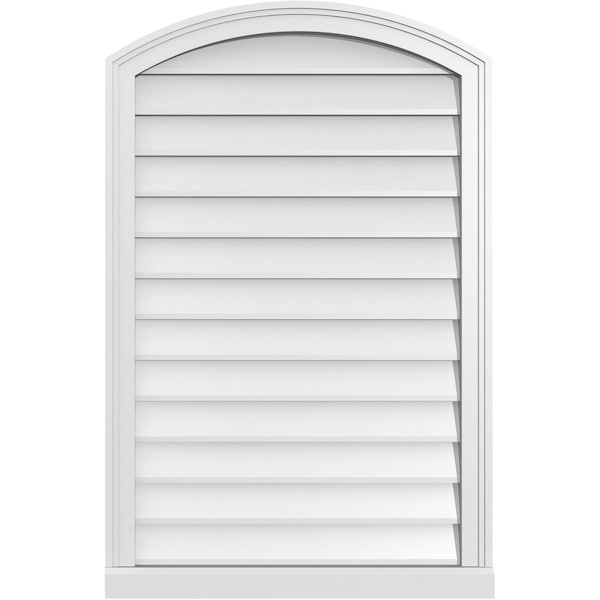 Ekena Millwork Arch Top Surface Mount PVC Gable Vent: Functional, w/ 2"W x 2"P Brickmould Sill Frame, 26"W x 40"H - GVPAR26X4003SF