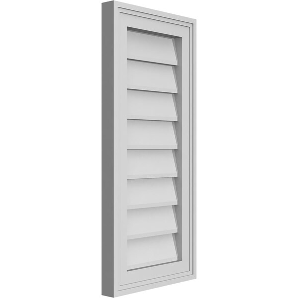 Ekena Millwork Vertical Surface Mount PVC Gable Vnt: Non-Functional, w/2"W x 1-1/2"H, Brickmould Frame, 12"W x 26"H - GVPVE12X2602SN