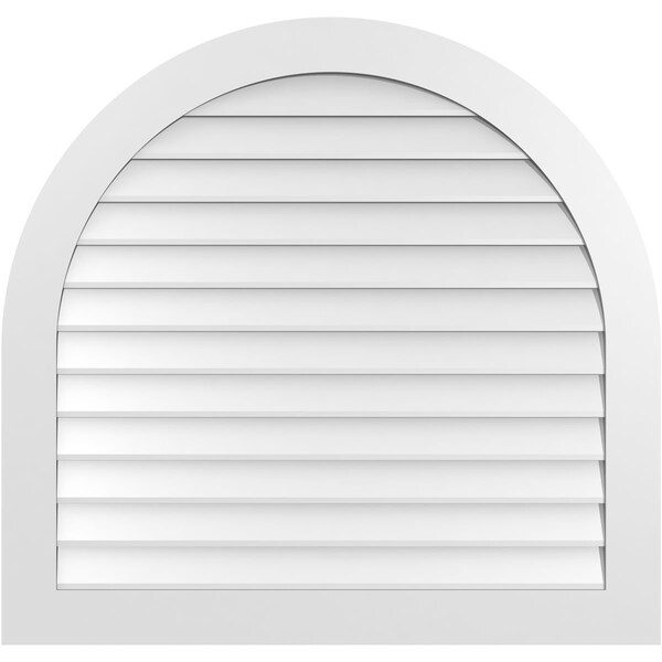 Ekena Millwork Round Top Surface Mount PVC Gable Vent: Non-Functional, w/ 3-1/2"W x 1"P Standard Frame, 42"W x 40"H - GVPRT42X4001SN