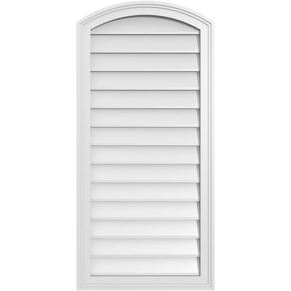 Ekena Millwork Arch Top Surface Mount PVC Gable Vent: Functional, w/ 2"W x 1-1/2"P Brickmould Frame, 20"W x 42"H - GVPAR20X4202SF