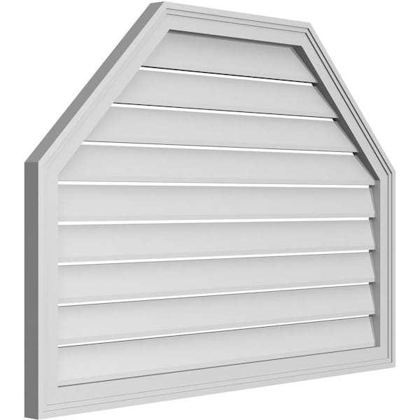 Ekena Millwork Octagonal Top Surface Mount PVC Gable Vent w/ 2"W x 1-1/2"P Brickmould Frame, 42"W x 30"H - GVPOT42X3002SF