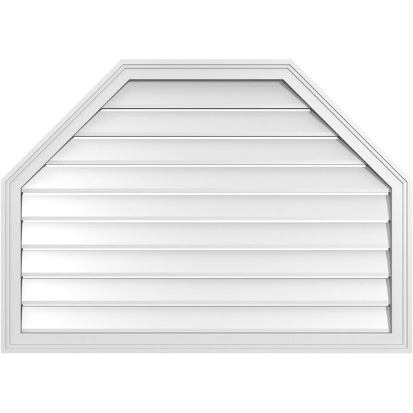 Ekena Millwork Octagonal Top Surface Mount PVC Gable Vent w/ 2"W x 1-1/2"P Brickmould Frame, 42"W x 30"H - GVPOT42X3002SF