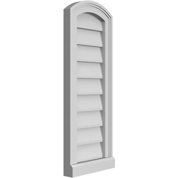 Ekena Millwork Arch Top Surface Mount PVC Gable Vent: Functional, w/ 2"W x 2"P Brickmould Sill Frame, 12"W x 30"H - GVPAR12X3003SF