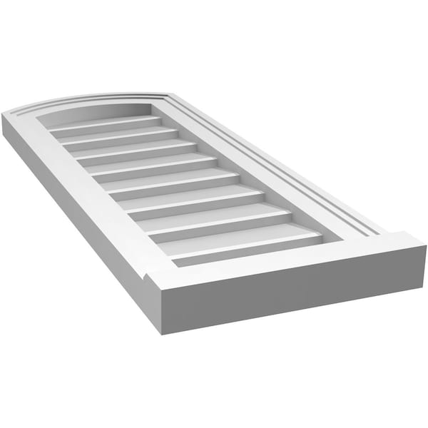 Ekena Millwork Arch Top Surface Mount PVC Gable Vent: Functional, w/ 2"W x 2"P Brickmould Sill Frame, 12"W x 30"H - GVPAR12X3003SF