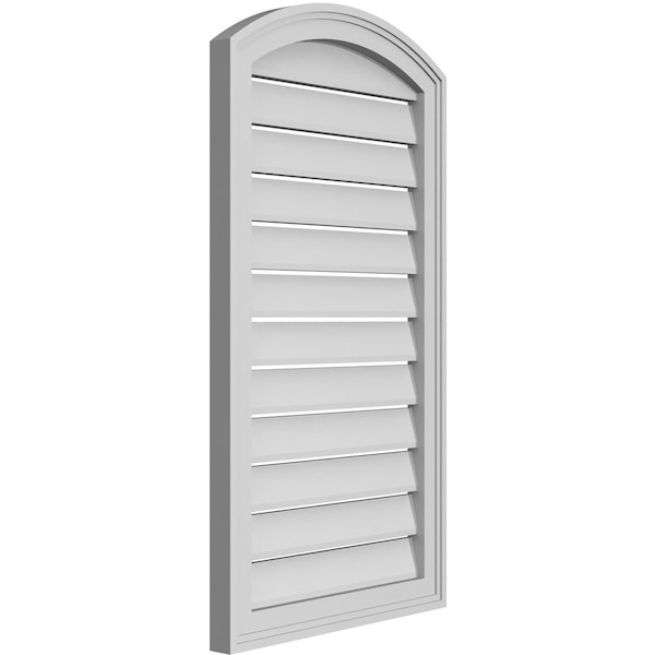 Ekena Millwork Arch Top Surface Mount PVC Gable Vent: Non-Functional, w/2"W x 1-1/2"P Brickmould Frame, 20"W x 34"H - GVPAR20X3402SN