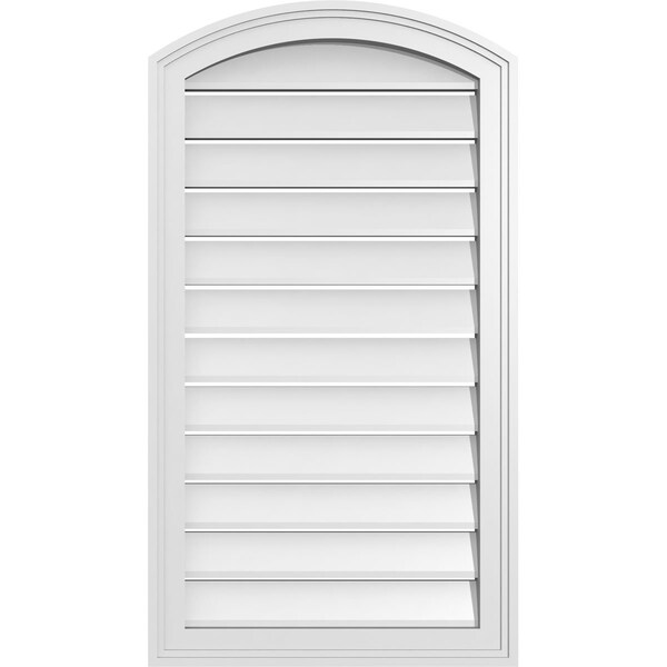 Ekena Millwork Arch Top Surface Mount PVC Gable Vent: Non-Functional, w/2"W x 1-1/2"P Brickmould Frame, 20"W x 34"H - GVPAR20X3402SN
