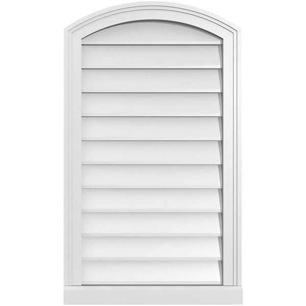 Ekena Millwork Arch Top Surface Mount PVC Gable Vent: Functional, w/ 2"W x 2"P Brickmould Sill Frame, 20"W x 34"H - GVPAR20X3403SF