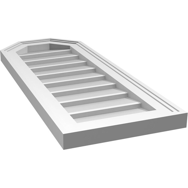 Ekena Millwork Octagonal Top Surface Mount PVC Gable Vent w/ 2"W x 1-1/2"P Brickmould Frame, 12"W x 30"H - GVPOT12X3002SN