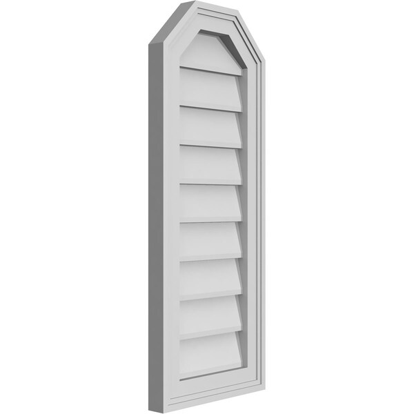 Ekena Millwork Octagonal Top Surface Mount PVC Gable Vent w/ 2"W x 1-1/2"P Brickmould Frame, 12"W x 30"H - GVPOT12X3002SN
