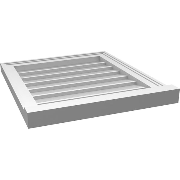Ekena Millwork Vertical Surface Mount PVC Gable Vent w/ 2"W x 2"H , Brickmould Sill Frame, 20"W x 22"H - GVPVE20X2203SN
