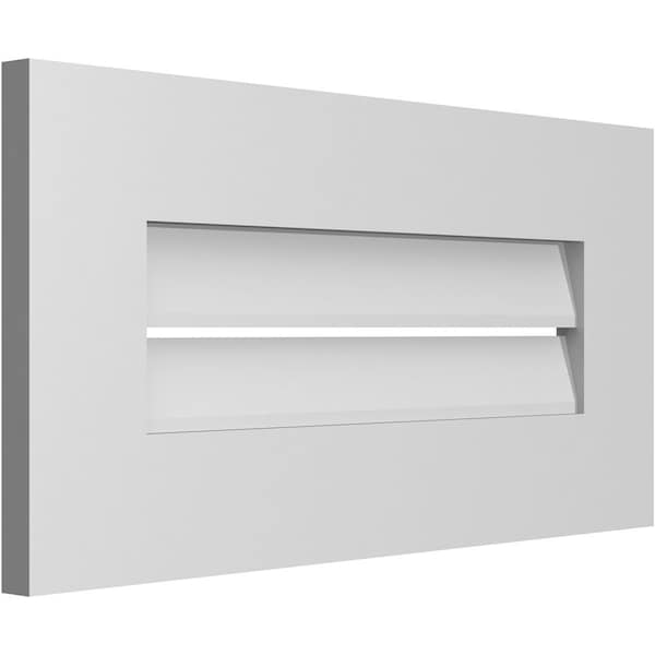 Ekena Millwork Vertical Surface Mount PVC Gable Vent: Functional, w/ 3-1/2"W x 1"P Standard Frame, 24"W x 12"H - GVPVE24X1201SF