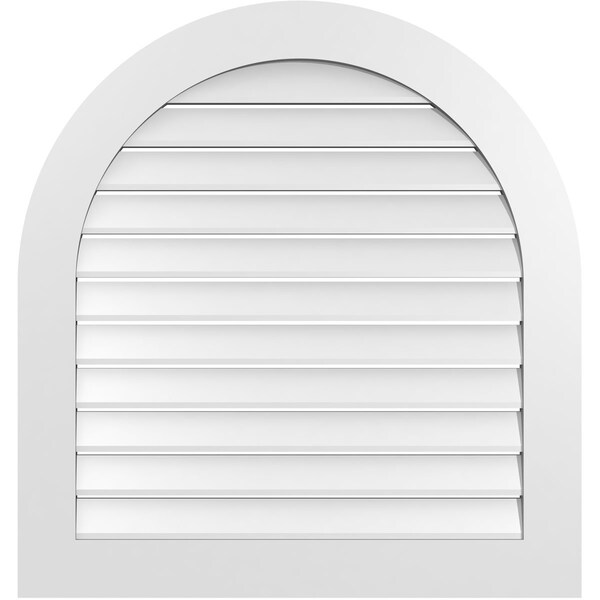 Ekena Millwork Round Top Surface Mount PVC Gable Vent: Functional, w/ 3-1/2"W x 1"P Standard Frame, 34"W x 36"H - GVPRT34X3601SF