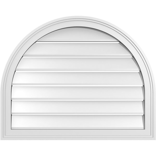 Ekena Millwork Round Top Surface Mount PVC Gable Vent: Functional, w/ 2"W x 1-1/2"P Brickmould Frame, 30"W x 24"H - GVPRT30X2402SF