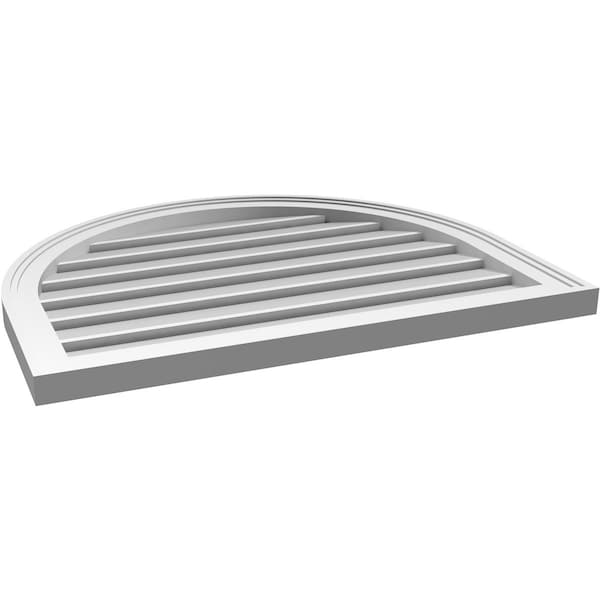 Ekena Millwork Round Top Surface Mount PVC Gable Vent: Functional, w/ 2"W x 1-1/2"P Brickmould Frame, 30"W x 24"H - GVPRT30X2402SF