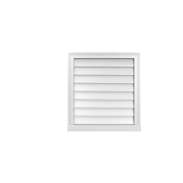 Ekena Millwork Vertical Surface Mount PVC Gable Vent w/ 2"W x 2"H , Brickmould Sill Frame, 24"W x 26"H - GVPVE24X2603SN