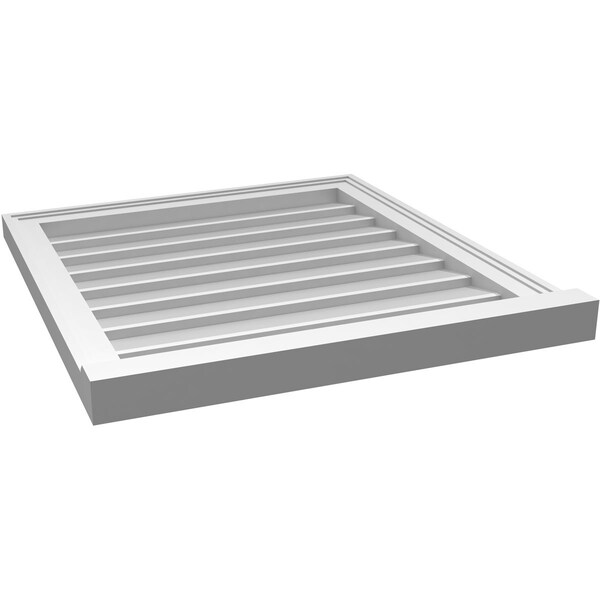 Ekena Millwork Vertical Surface Mount PVC Gable Vent w/ 2"W x 2"H , Brickmould Sill Frame, 24"W x 26"H - GVPVE24X2603SN