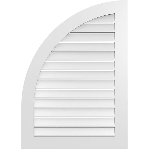 Ekena Millwork Quarter Round Top Left Surface Mount PVC Gable Vent w/ 3-1/2"W x 1"P Standard Frame, 30"W x 42"H - GVPQL30X4201SF
