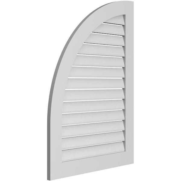 Ekena Millwork Quarter Round Top Left Surface Mount PVC Gable Vent w/ 3-1/2"W x 1"P Standard Frame, 30"W x 42"H - GVPQL30X4201SF