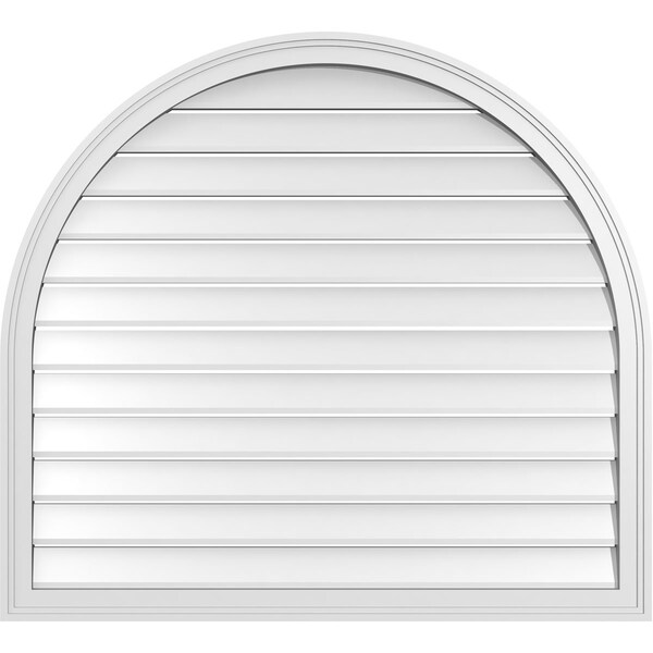 Ekena Millwork Round Top Surface Mount PVC Gable Vent: Functional, w/ 2"W x 1-1/2"P Brickmould Frame, 42"W x 38"H - GVPRT42X3802SF