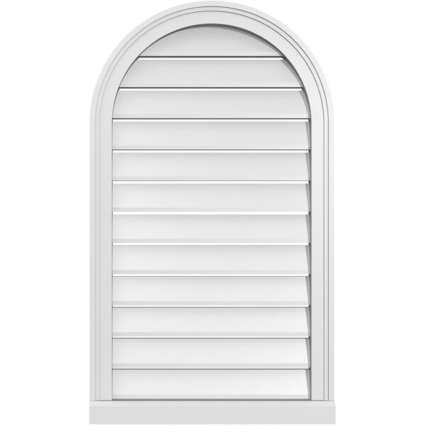 Ekena Millwork Round Top Surface Mount PVC Gable Vent: Functional, w/ 2"W x 2"P Brickmould Sill Frame, 22"W x 38"H - GVPRT22X3803SF