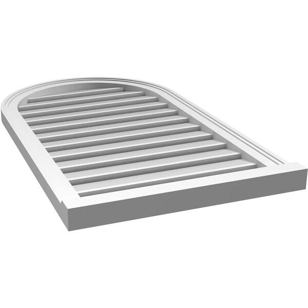 Ekena Millwork Round Top Surface Mount PVC Gable Vent: Functional, w/ 2"W x 2"P Brickmould Sill Frame, 22"W x 38"H - GVPRT22X3803SF