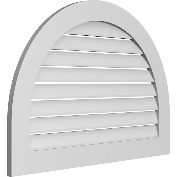 Ekena Millwork Round Top Surface Mount PVC Gable Vent: Functional, w/ 3-1/2"W x 1"P Standard Frame, 40"W x 28"H - GVPRT40X2801SF
