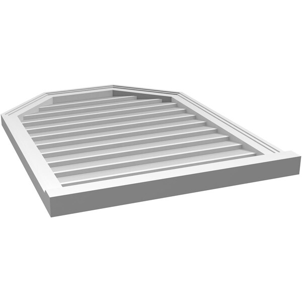 Ekena Millwork Octagonal Top Surface Mount PVC Gable Vent w/ 2"W x 2"P Brickmould Sill Frame, 26"W x 34"H - GVPOT26X3403SN