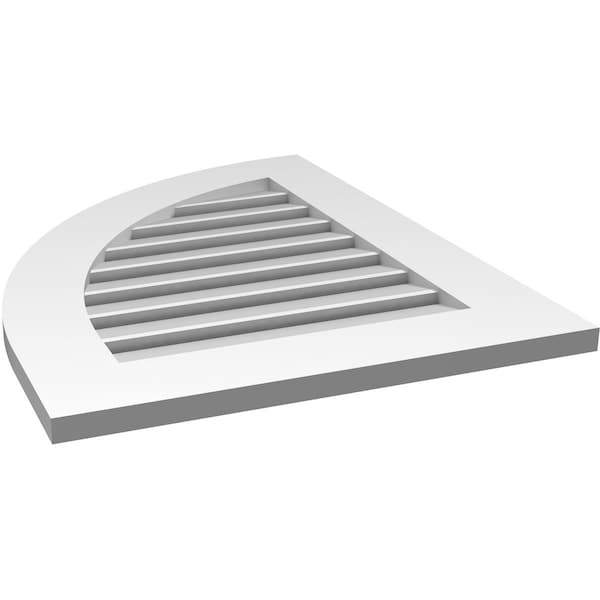 Ekena Millwork Quarter Round Top Left Surface Mount PVC Gable Vent w/ 3-1/2"W x 1"P Standard Frame, 22"W x 28"H - GVPQL22X2801SF