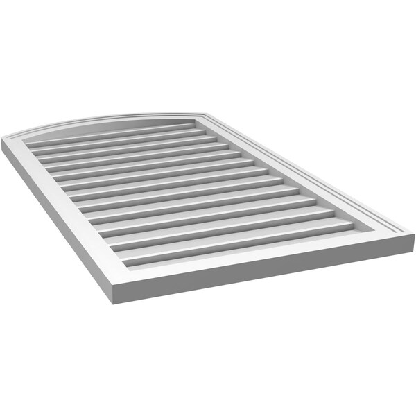 Ekena Millwork Arch Top Surface Mount PVC Gable Vent: Non-Functional, w/2"W x 1-1/2"P Brickmould Frame, 24"W x 38"H - GVPAR24X3802SN