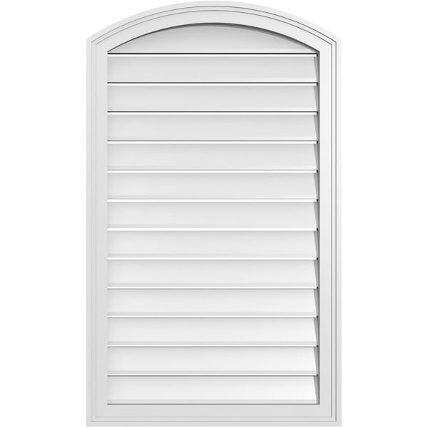 Ekena Millwork Arch Top Surface Mount PVC Gable Vent: Non-Functional, w/2"W x 1-1/2"P Brickmould Frame, 24"W x 38"H - GVPAR24X3802SN