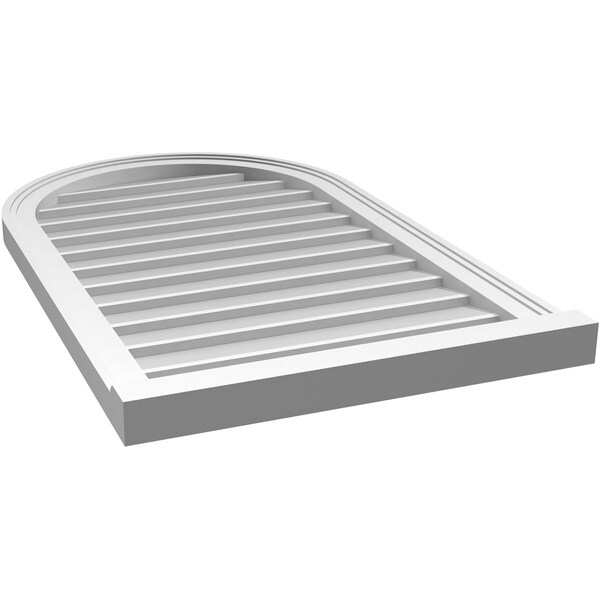 Ekena Millwork Round Top Surface Mount PVC Gable Vent w/ 2"W x 2"P Brickmould Sill Frame, 22"W x 36"H - GVPRT22X3603SN