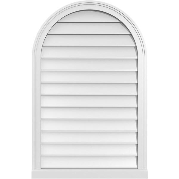Ekena Millwork Round Top Surface Mount PVC Gable Vent w/ 2"W x 2"P Brickmould Sill Frame, 26"W x 40"H - GVPRT26X4003SN