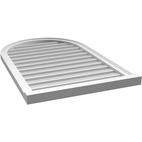 Ekena Millwork Round Top Surface Mount PVC Gable Vent w/ 2"W x 2"P Brickmould Sill Frame, 26"W x 40"H - GVPRT26X4003SN