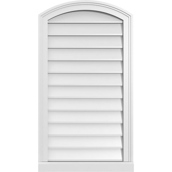 Ekena Millwork Arch Top Surface Mount PVC Gable Vent: Functional, w/ 2"W x 2"P Brickmould Sill Frame, 20"W x 36"H - GVPAR20X3603SF
