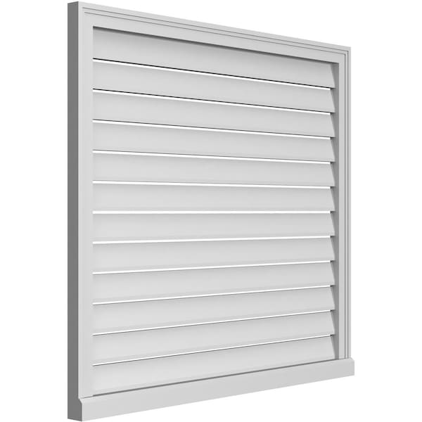 Ekena Millwork Vertical Surface Mount PVC Gable Vent: Functional, w/ 2"W x 2"P Brickmould Sill Frame, 42"W x 38"H - GVPVE42X3803SF