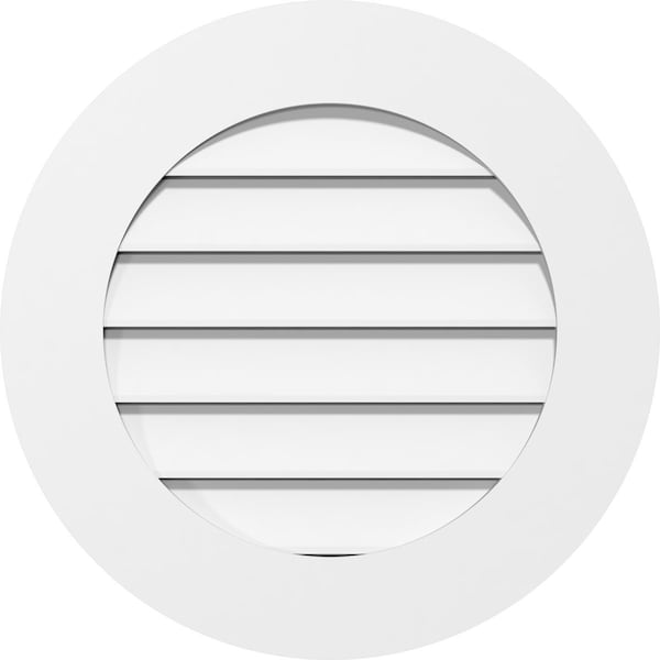 Ekena Millwork Round Surface Mount PVC Gable Vent: Functional, w/ 3-1/2"W x 1"P Standard Frame, 20"W x 20"H - GVPRO20X2001SF