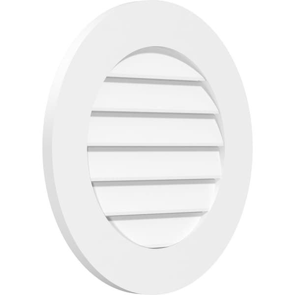 Ekena Millwork Round Surface Mount PVC Gable Vent: Functional, w/ 3-1/2"W x 1"P Standard Frame, 20"W x 20"H - GVPRO20X2001SF