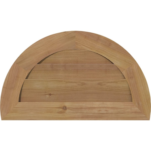 Ekena Millwork Half Round Gable Vent Western Red Cedar Gable Vent w/Decorative Face Frame, 36"W x 18"H - GVWHR36X1802SDUWR