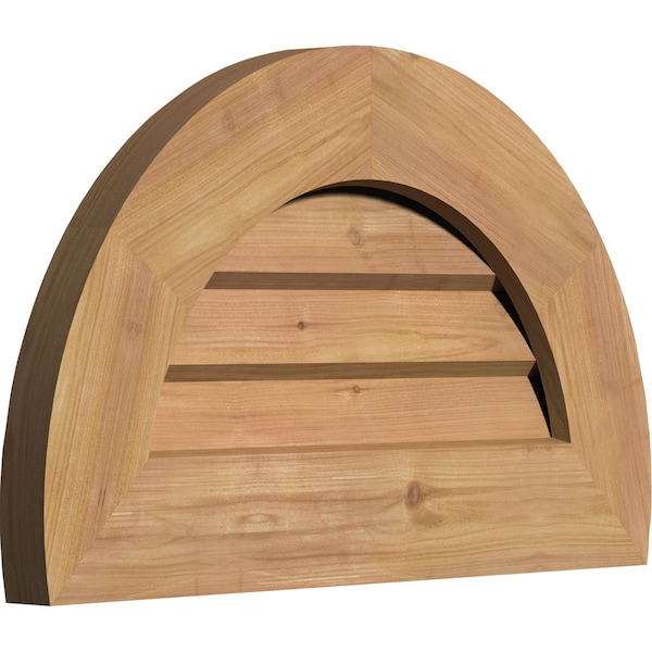 Ekena Millwork Half Round Gable Vent Western Red Cedar Gable Vent w/Decorative Face Frame, 36"W x 18"H - GVWHR36X1802SDUWR