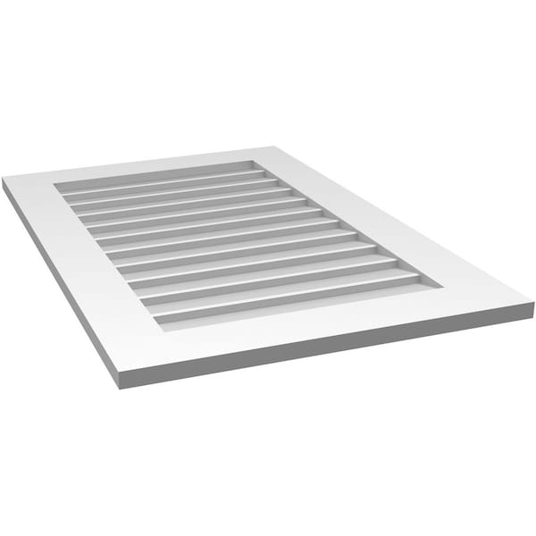 Ekena Millwork Vertical Surface Mount PVC Gable Vent: Non-Functional, w/ 3-1/2"W x 1"P Standard Frame, 24"W x 36"H - GVPVE24X3601SN