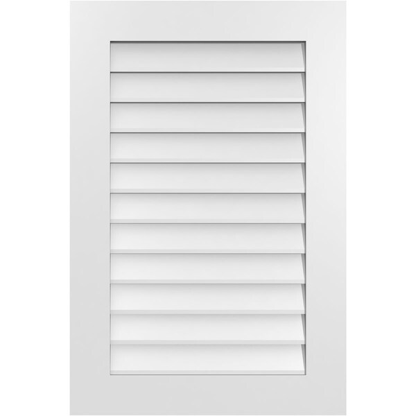 Ekena Millwork Vertical Surface Mount PVC Gable Vent: Non-Functional, w/ 3-1/2"W x 1"P Standard Frame, 24"W x 36"H - GVPVE24X3601SN